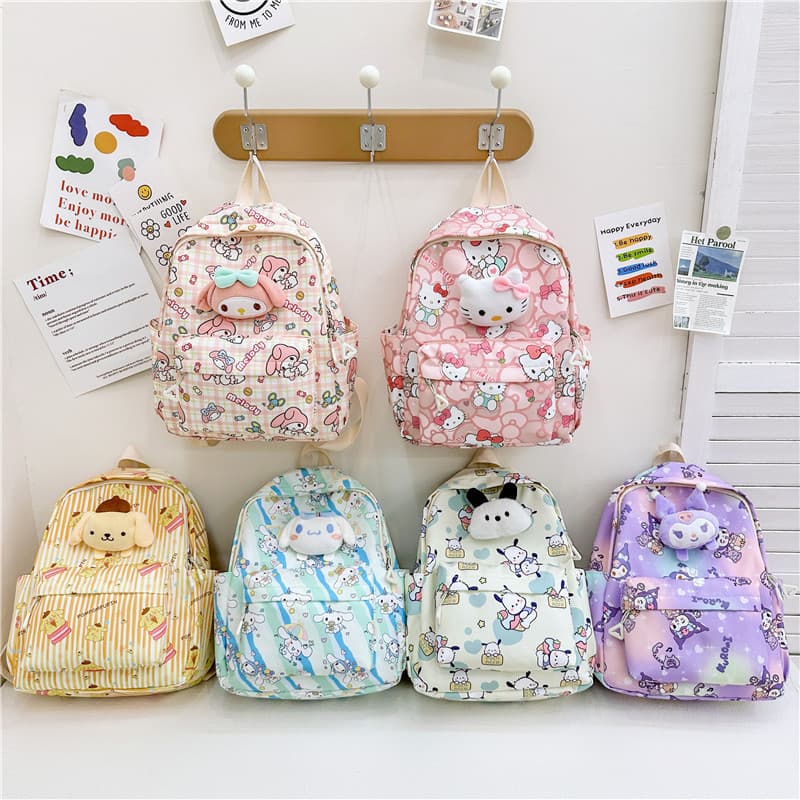 Sanrio new children's backpack for elementary students, spine-protecting cartoon print backpack for ages 3-5 kindergarten.