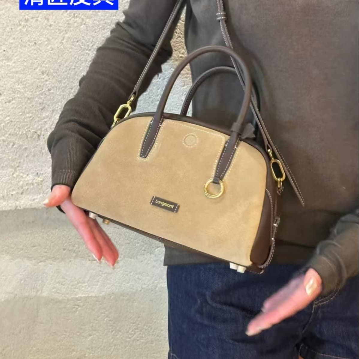 New In Stock Song Shanxia Youxun Mini Bowling Bag Commuter Crossbody Handbag Boston Women's Bag