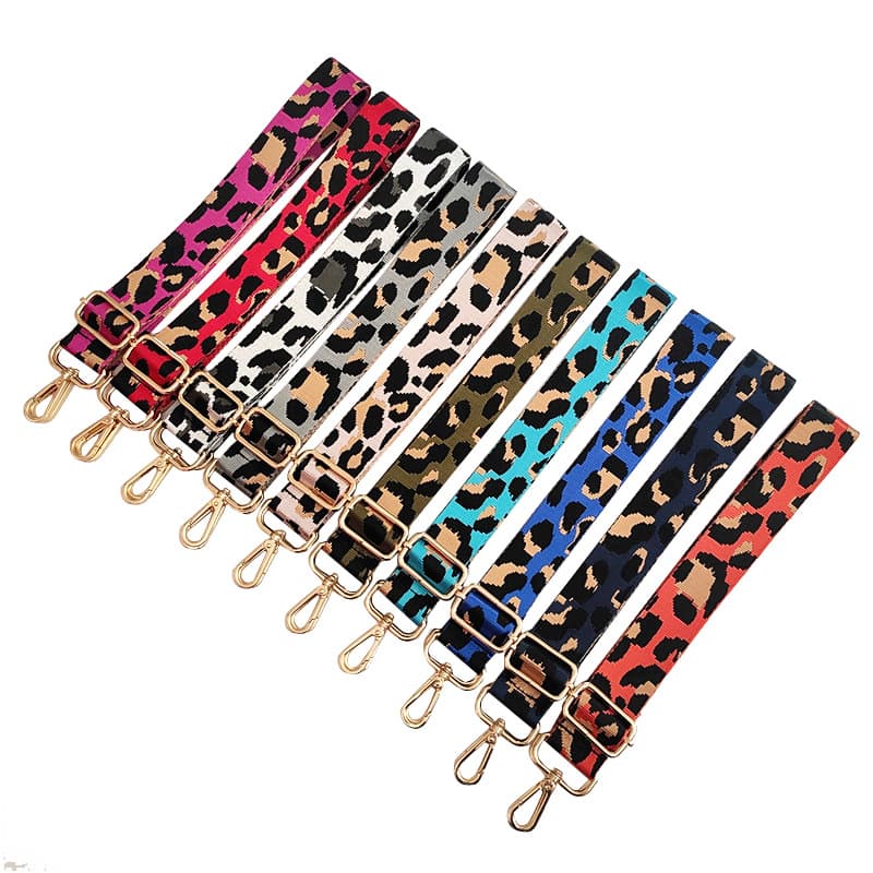 Colorful Nylon Leopard Print Wide Shoulder Strap Adjustable Shoulder Slant Cross Bag Backpack Strap Women's Embroidery Accessory