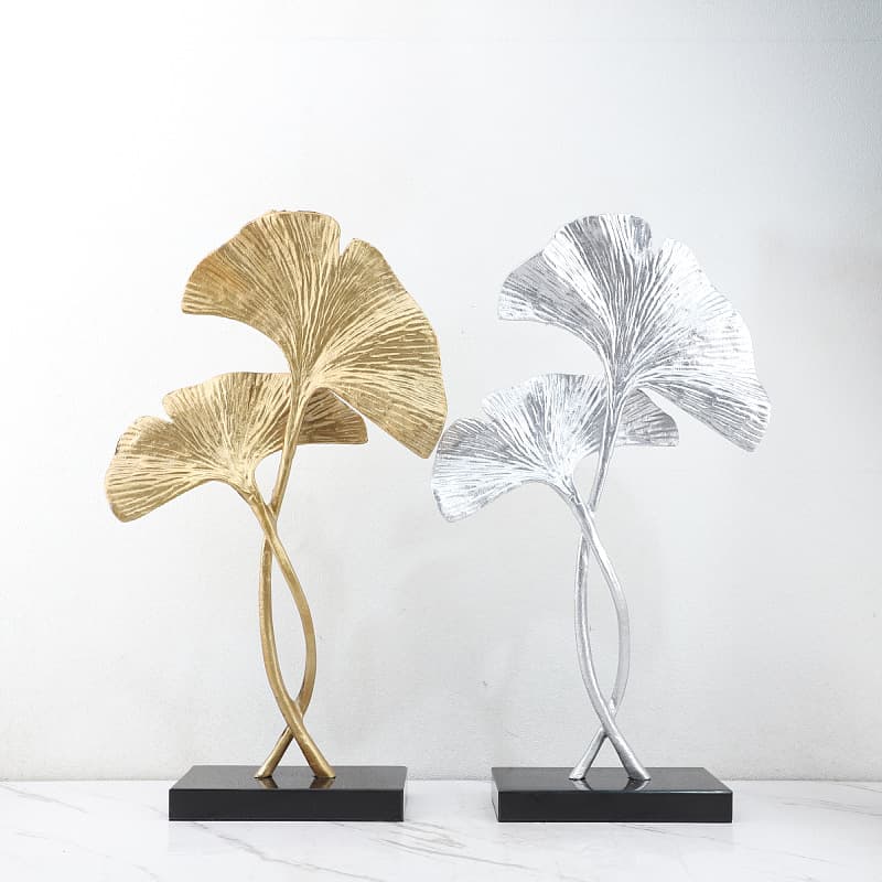 Nordic Creative Geometric Metal Ginkgo Leaf Art Decorative Ornament for Living Room, Entryway, Hotel, TV Cabinet Home Decor