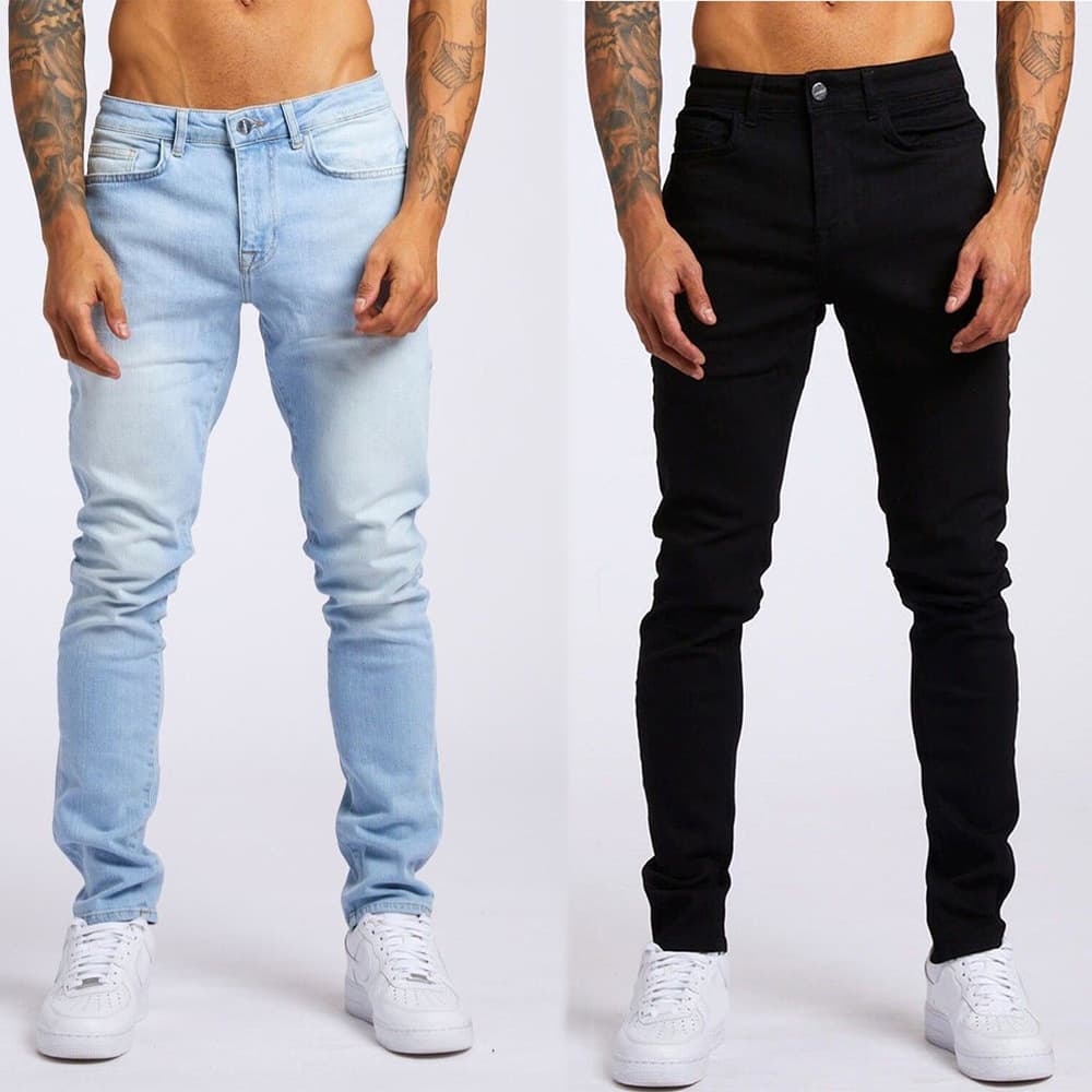 European and American Aliexpress New Men's Denim Pants Cross-Border Ins Trendy Black Slim High-Waisted Denim Skinny Pants for Men