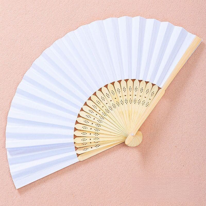 7-inch White Paper Fan Blank Folding Fan for Kids' DIY Coloring Painting Craft Bulk Wholesale