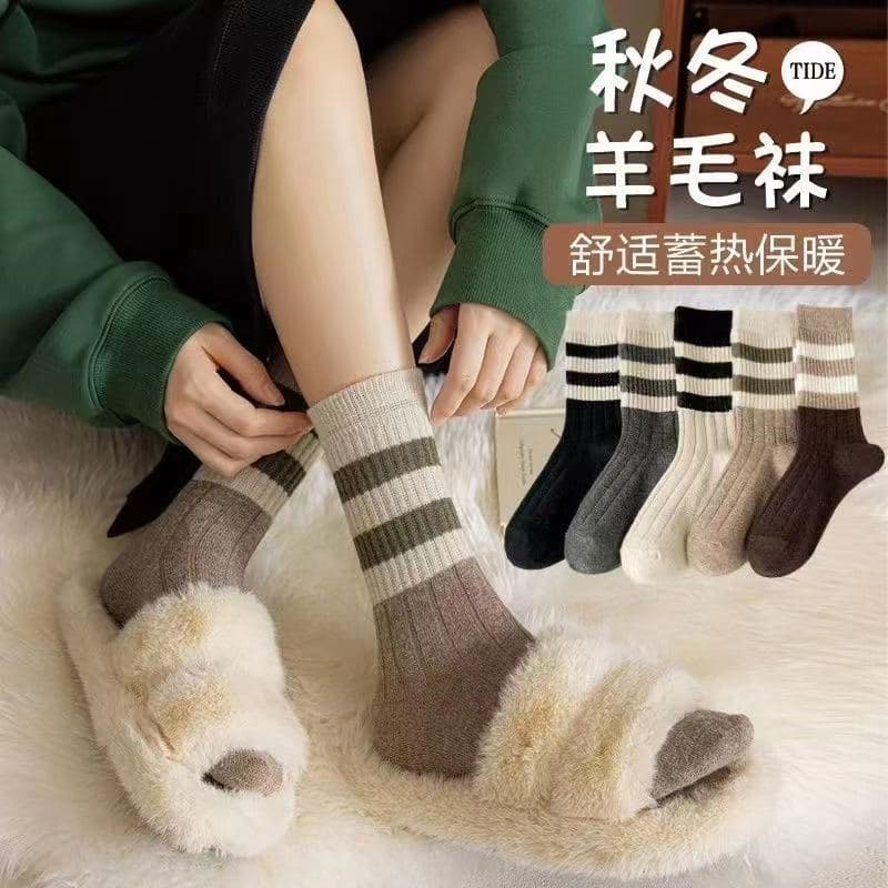 【Bagged】Autumn/Winter Women's Mid-Calf Socks Korean Style Trendy Versatile Breathable Anti-Odor Student Socks