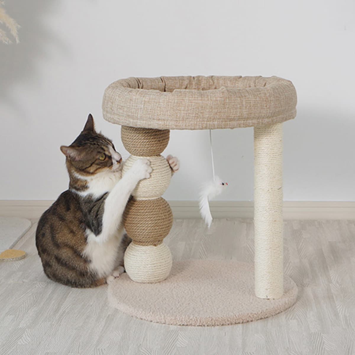 New Summer Hemp Cat Scratching Post Toy Integrated Cat Nest Natural Scratch Resistant Tree Fun Play Toy For Kittens