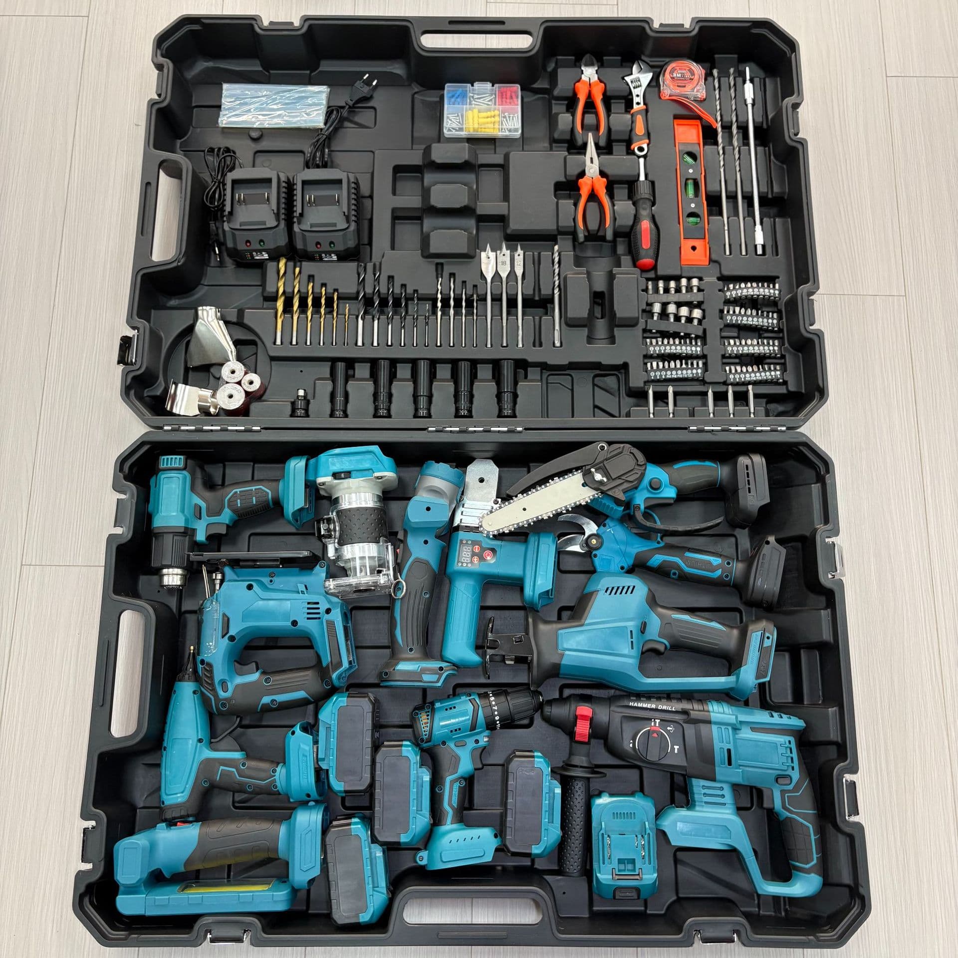 Overseas Cross-Border Lithium Power Tool 12-Piece Set Electric Tool Kit (MT Interface)