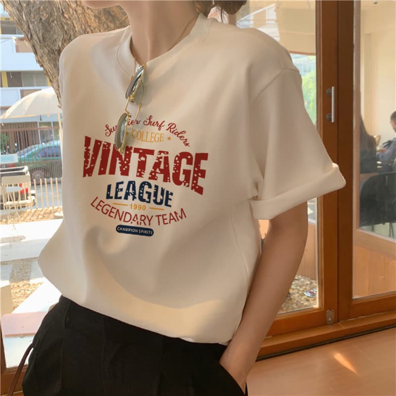 Loose Round Neck Mid-Length Short-Sleeved T-Shirt for Women, Summer Korean Style Fashionable Age-Reducing Casual Tops for Women, Wholesale