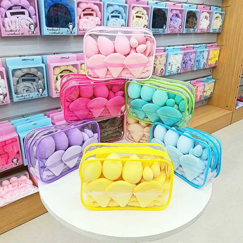 Beauty Egg Makeup Artist Special Powder Puff Set Triangular Thumb Finger Puff Face Wash Beauty Tools Storage Box Cross-Border
