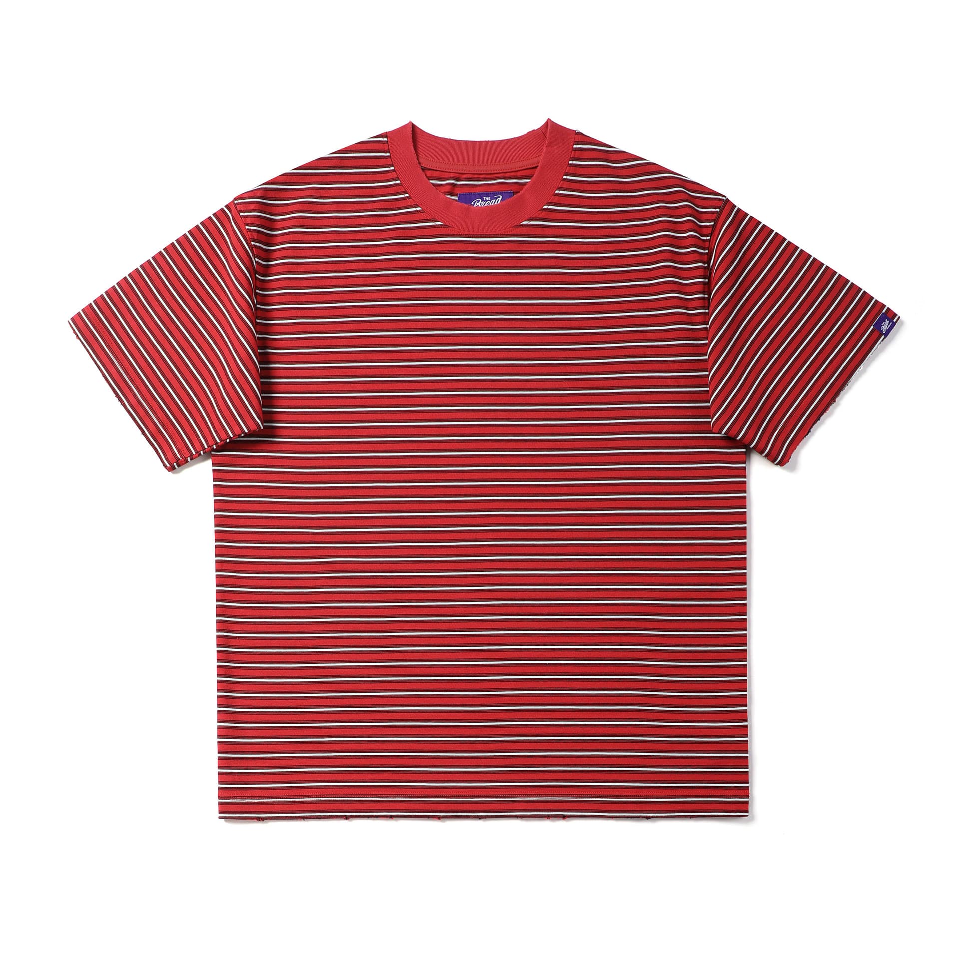 26SS Japanese Retro Youth 330g Striped Short Sleeve Unisex Casual Versatile Loose Round Neck Streetwear T-Shirt