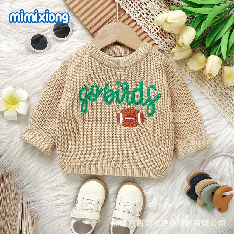 INS Hot Selling Autumn/Winter New Infant Knitted Cute Rugby with Letter Embroidery Boys and Girls Warm Sweater