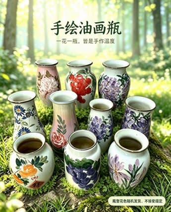 Jingdezhen Hand-Painted Chinese Hydroponic Ceramic Decorative Vase Green Plant Coin Grass Pothos Living Room Flower Arrangement Ornament Flower Vessel