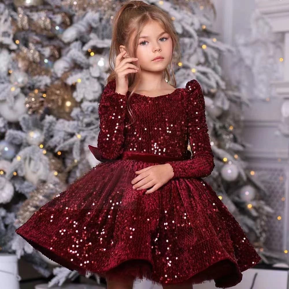 AliExpress Sequin White Princess Dress Toddler Bow Tulle Dress Kids Birthday Party Evening Gown