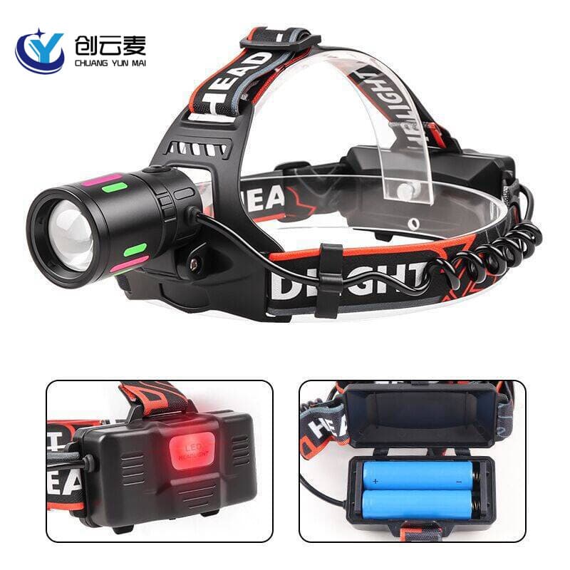 New Cross-border High-power Zoom Headlamp for Outdoor Night Fishing, Beach Combing, Long Battery Life, Portable Long-range Multi-functional Emergency Headlamp