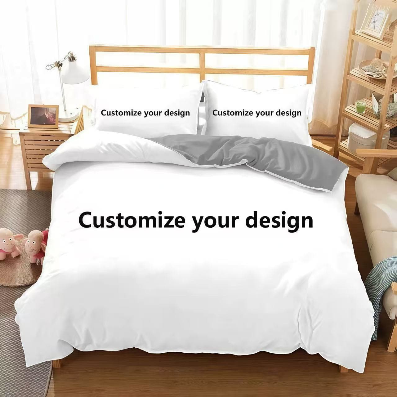Factory Direct Supply Drop Shipping Cross-border Digital Printing Bedding 3-Piece Set Bed Sheet Duvet Cover Customizable from Image One Piece Minimum