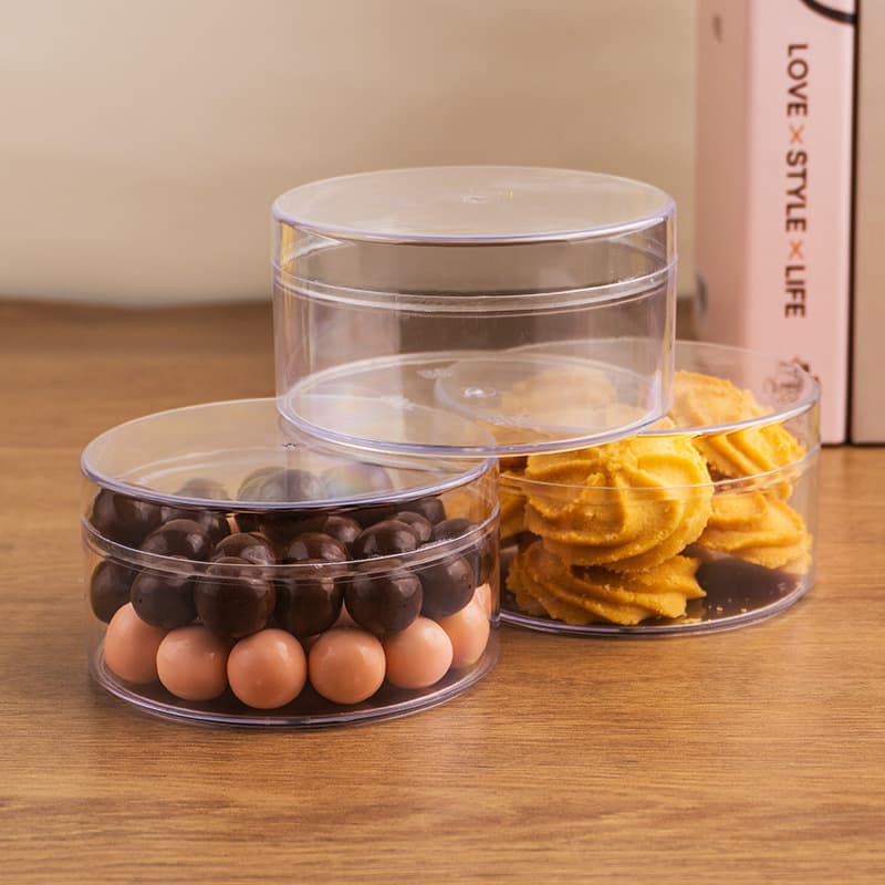 Acrylic Texture Transparent Round Box with Lid Food-Grade PS Plastic Display Box Mineral Specimen Candy Gift Souvenir Packaging Box