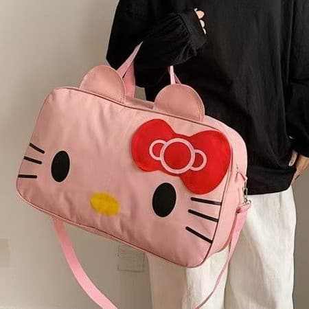 Cartoon Hello Kitty Cute Travel Bag Women Large Capacity Luggage Bag Shoulder Handheld Duffel Waterproof