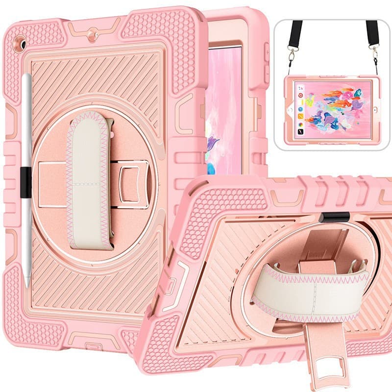 Suitable for Apple Samsung iPad 10.2 protective case with shoulder strap rotating stand tablet protective case taba9