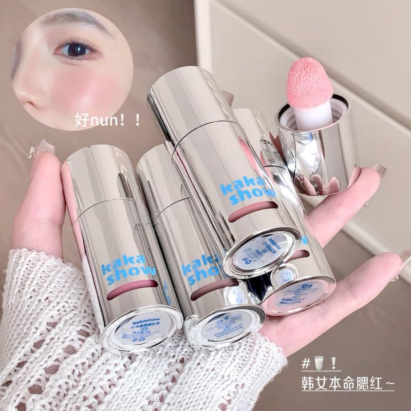 kakashow Blush Liquid with Sponge Applicator, Natural Korean Glass Skin Glow, Lively Liquid Blush