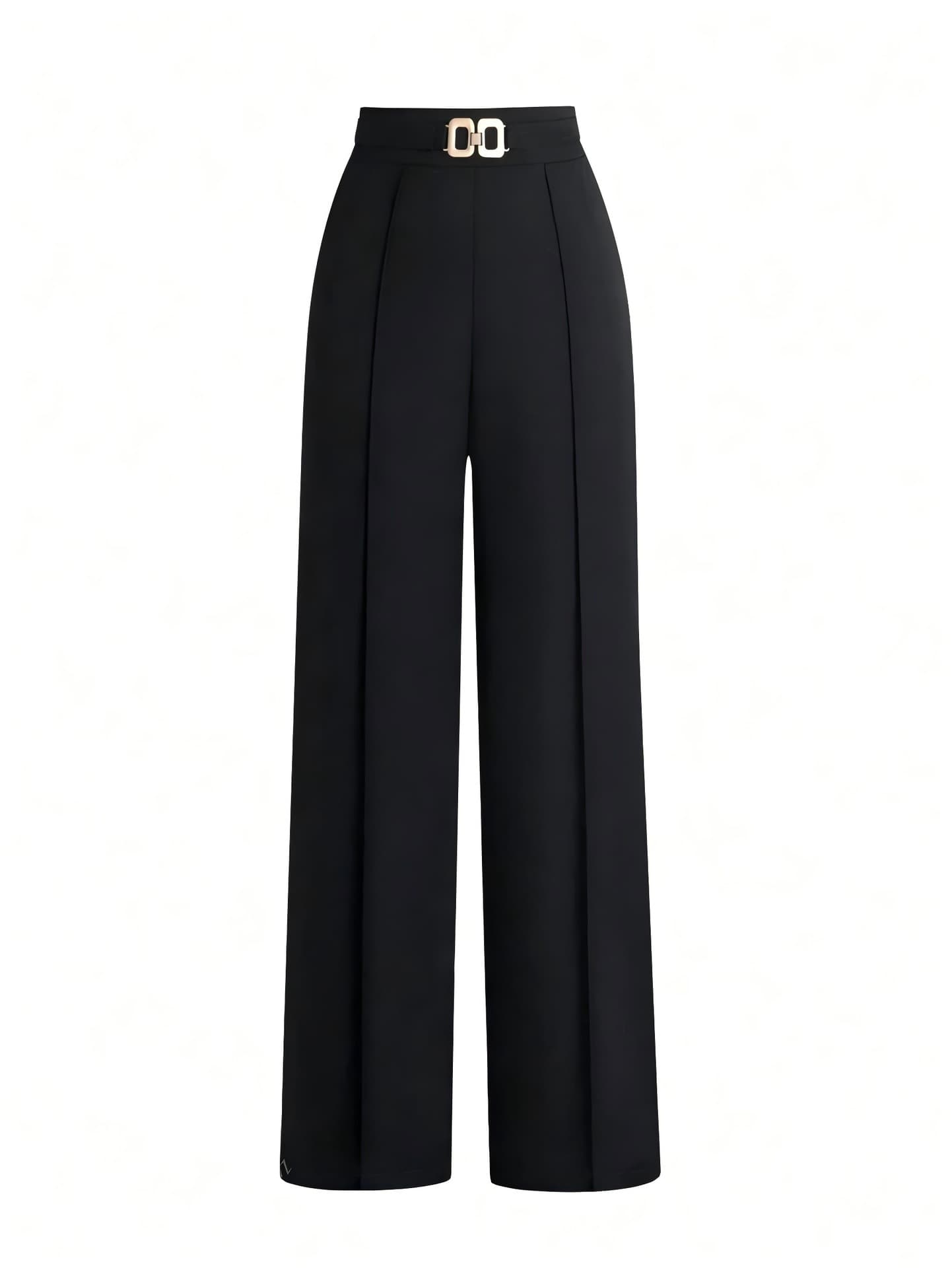 Women's High-Waist Wide-Leg Pants for Spring and Fall, Flowing Loose Fit, Slimming Straight-Leg Trousers, Wholesale, Visually Elongates Legs