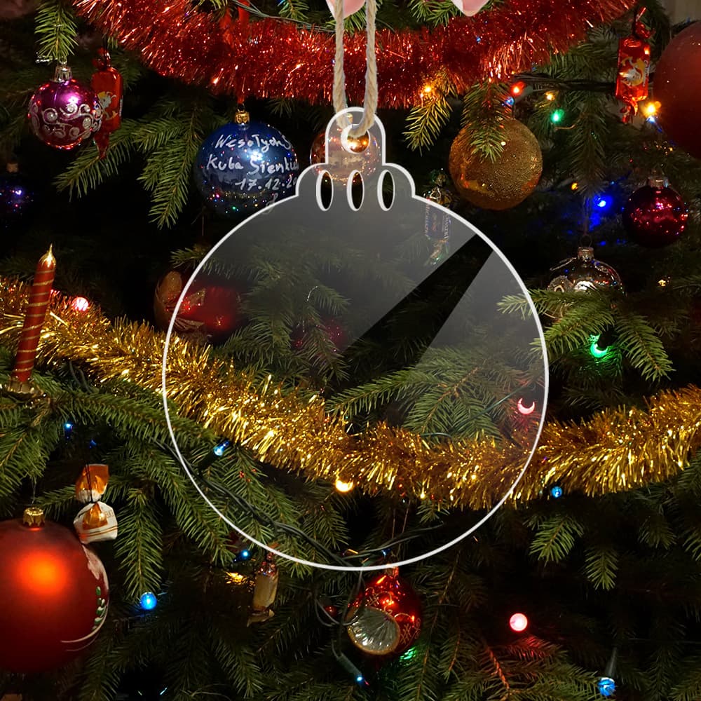 TY020 Christmas Decoration Perforated Blank Transparent Acrylic Sheets DIY Handwritten Holiday Round Pendant Ornaments