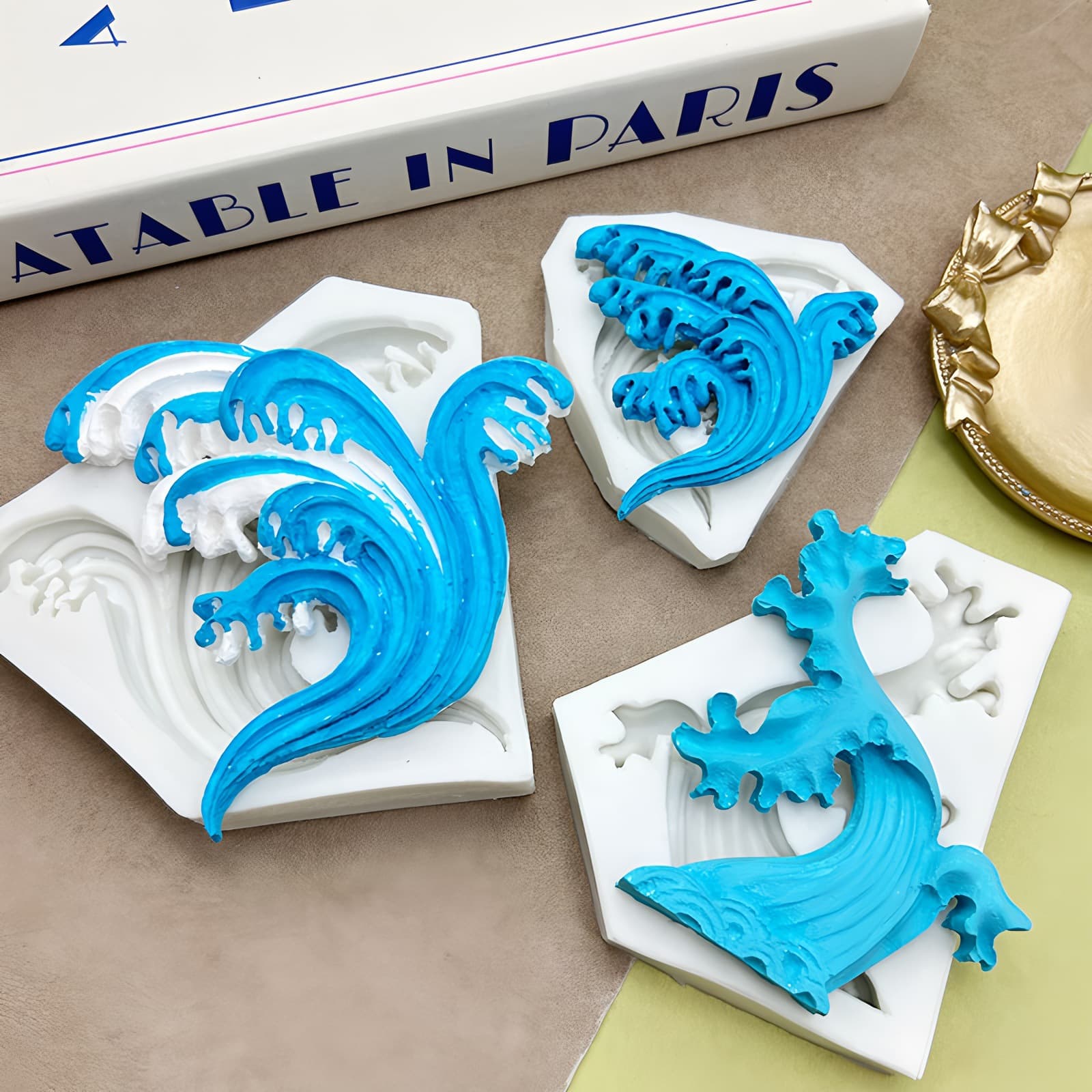 Simulated Wave Foam Chinese Cake Decoration Wave Chocolate Mousse Decoration Mold Clay Plaster Candle Decoration