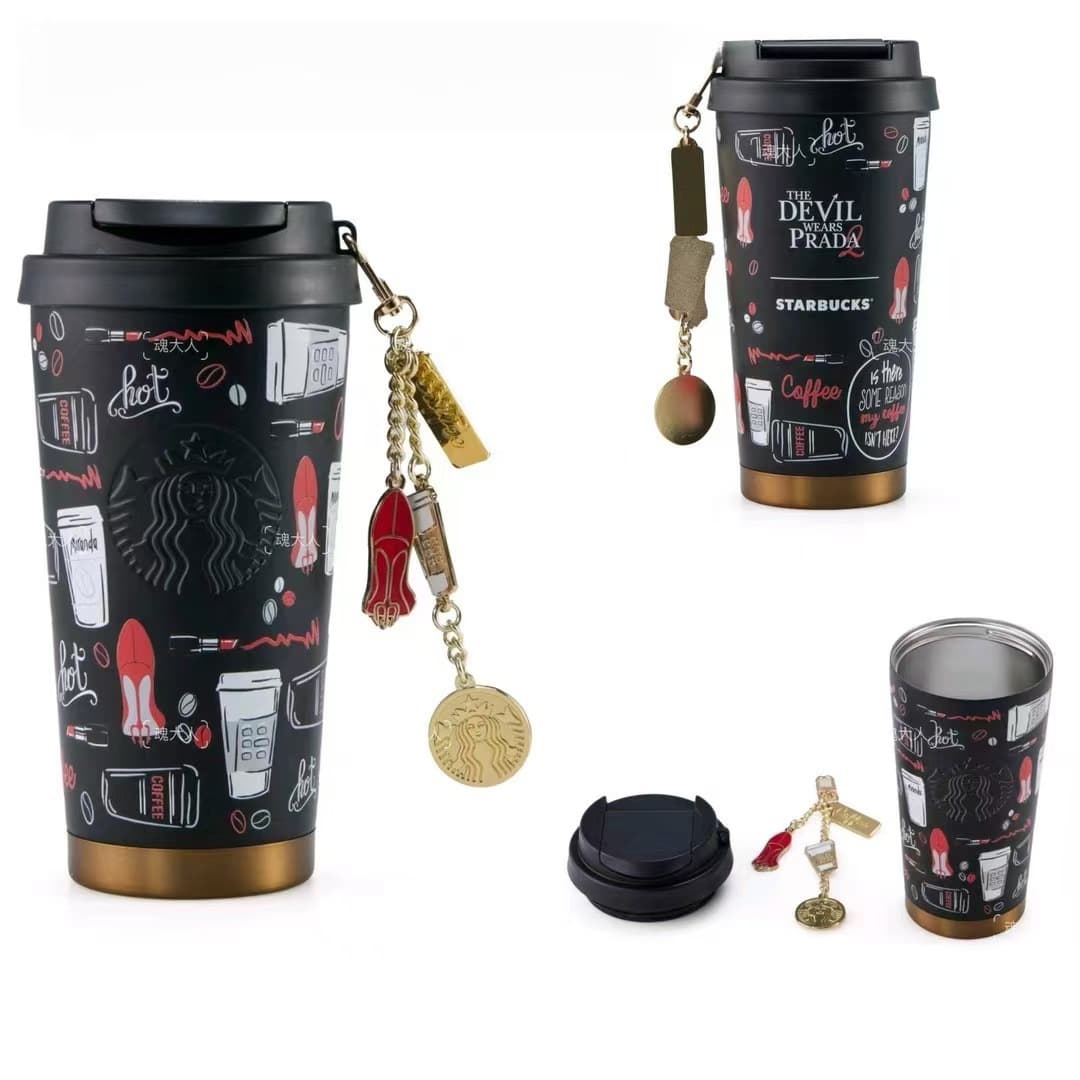 Starbucks The Devil Wears Prada Collaboration Insulated Cup Stainless Steel Coffee Cup with Pendant Unisex