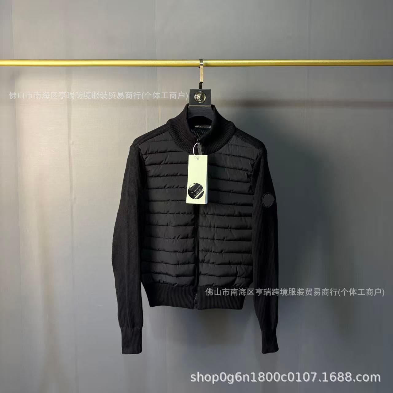 New European Style M-brand Knitted Patchwork Casual Down Jacket for Men, White Duck Down Warm Stylish Slim-fit Down Coat