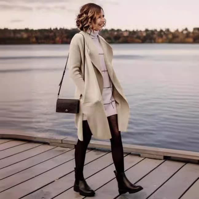 2026 New Autumn and Winter Double-sided Woolen Cashmere Coat Women's Mid-Length Suit Collar Slim Wool Woolen Coat Women's Clothing