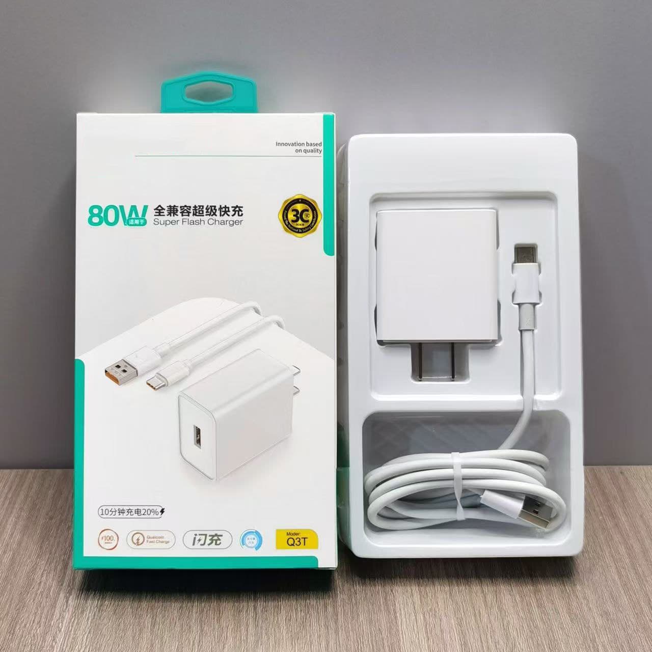 Super Fast Charging Kit Q3T Universal 80W HW OP XM Android Quick Charge Cable Type-C