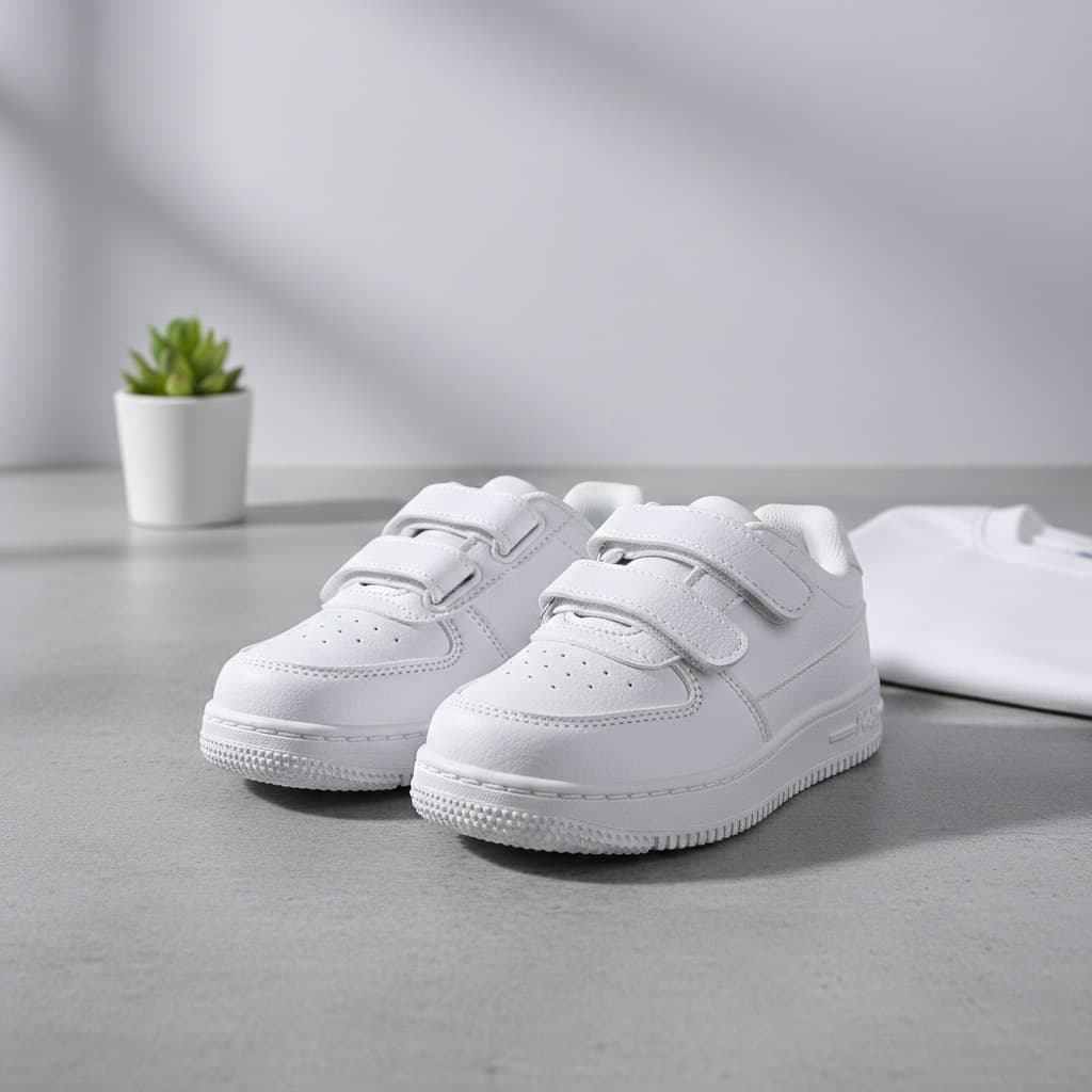 Children's White Leather Shoes Soft Sole Casual Sneakers Low-Top 2026 New Style Baby Shoes