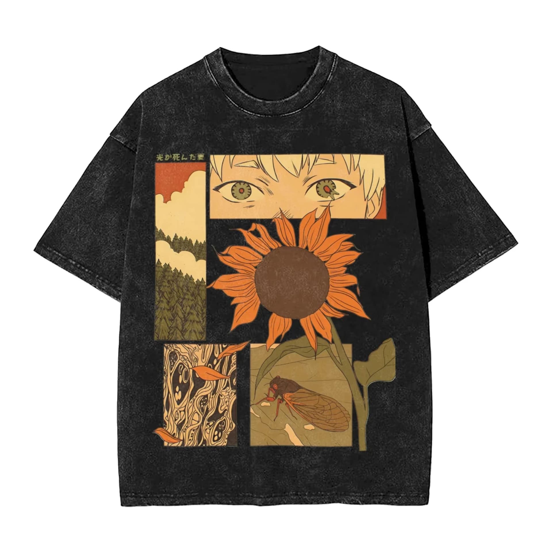 Vintage Washed T-Shirt Summer Hikaru Dead Simple T-Shirt Casual T-Shirt for Men Beach Y2K Basic Pattern