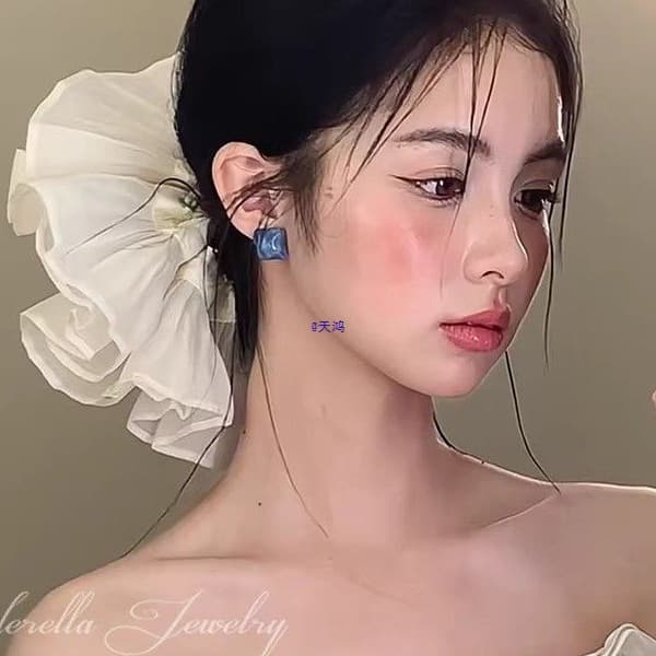 Pleated double-layered hair tie, large intestine ring-like headband, flower-style bride's wedding, French wedding dress accessories