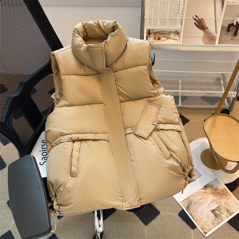 Down Cotton Vest Women's Student Puffer Vest Korean Style Jacket 2025 New Autumn Winter Fashion Youthful