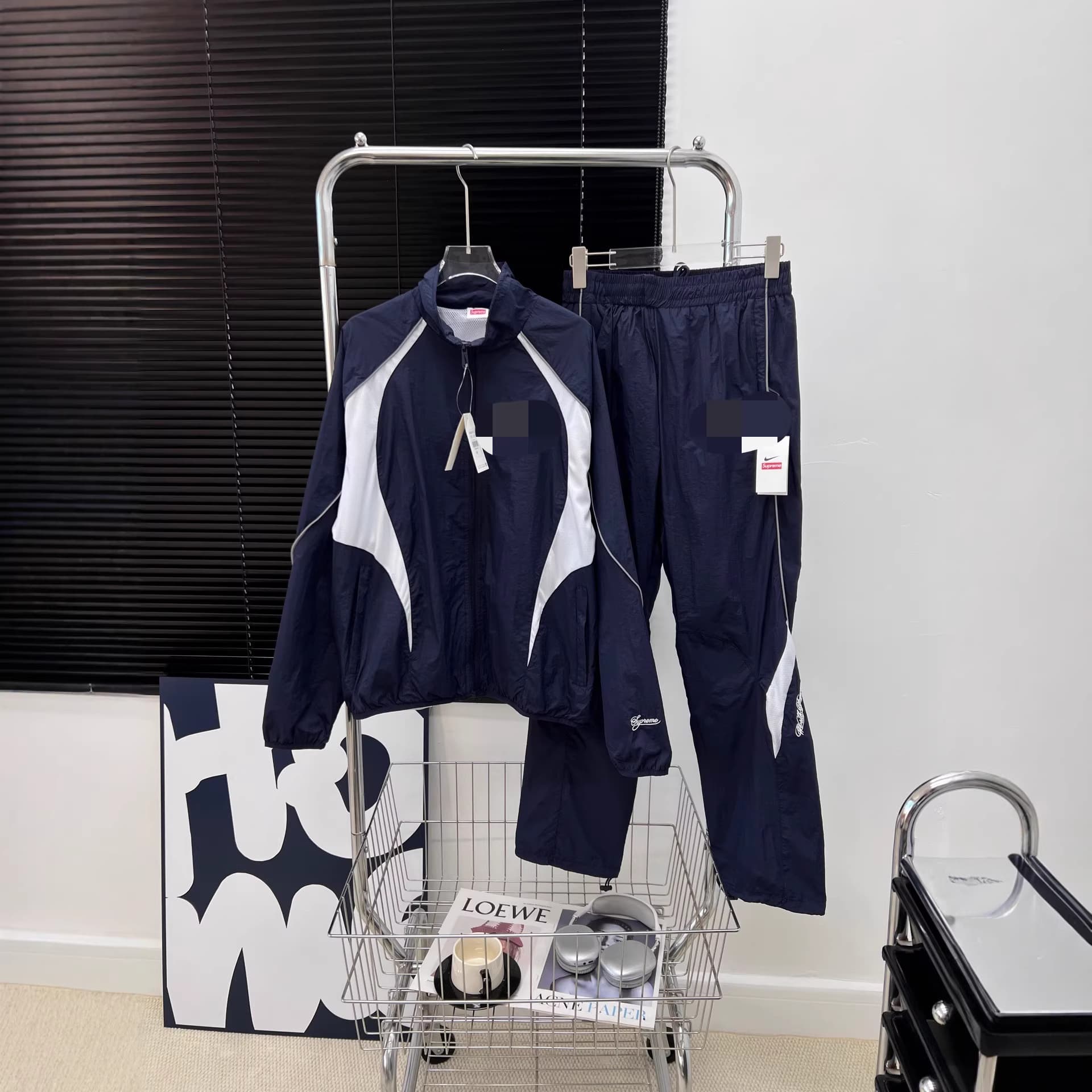 AD Adi Home Spring/Summer Retro Unisex Contrast Color Patch Woven Jacket and Pants Set