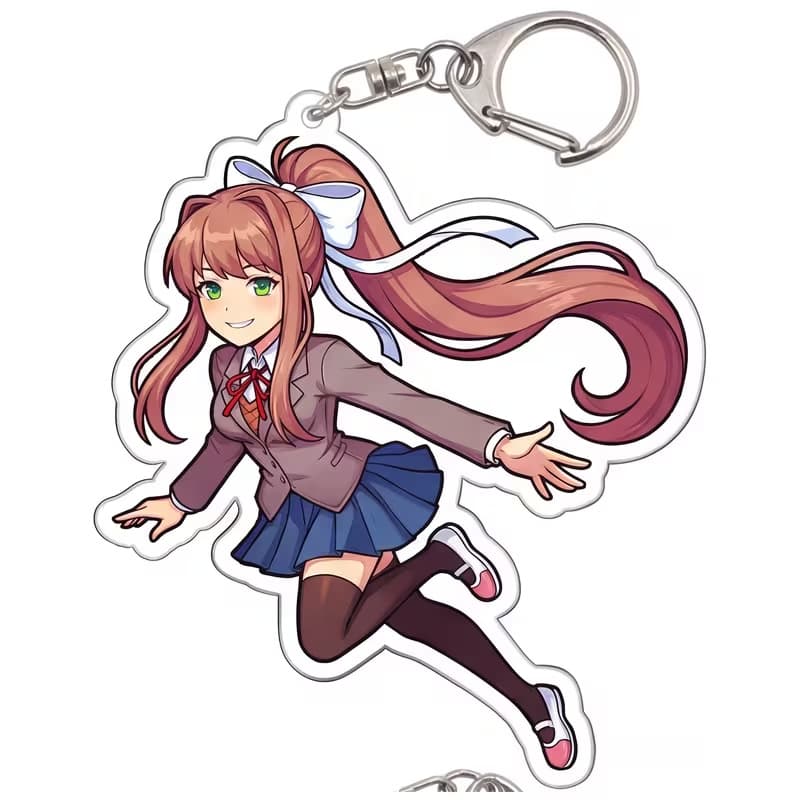 2D Flat DDLC Yuri Midnight Reading Acrylic Keychain - Anime Game Accessory, Quiet Night