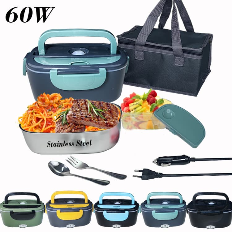 European standard fast heating electric lunch box, home and car dual-use, stainless steel multi-layer inner pot, car lunch box