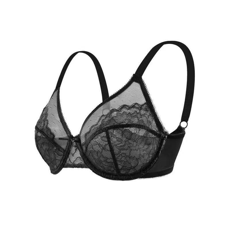 Amazon Cross-border Foreign Trade Large Size Underwear Thin Mesh Push-up Bra French Sexy Soft Wire Anti-sagging Bra