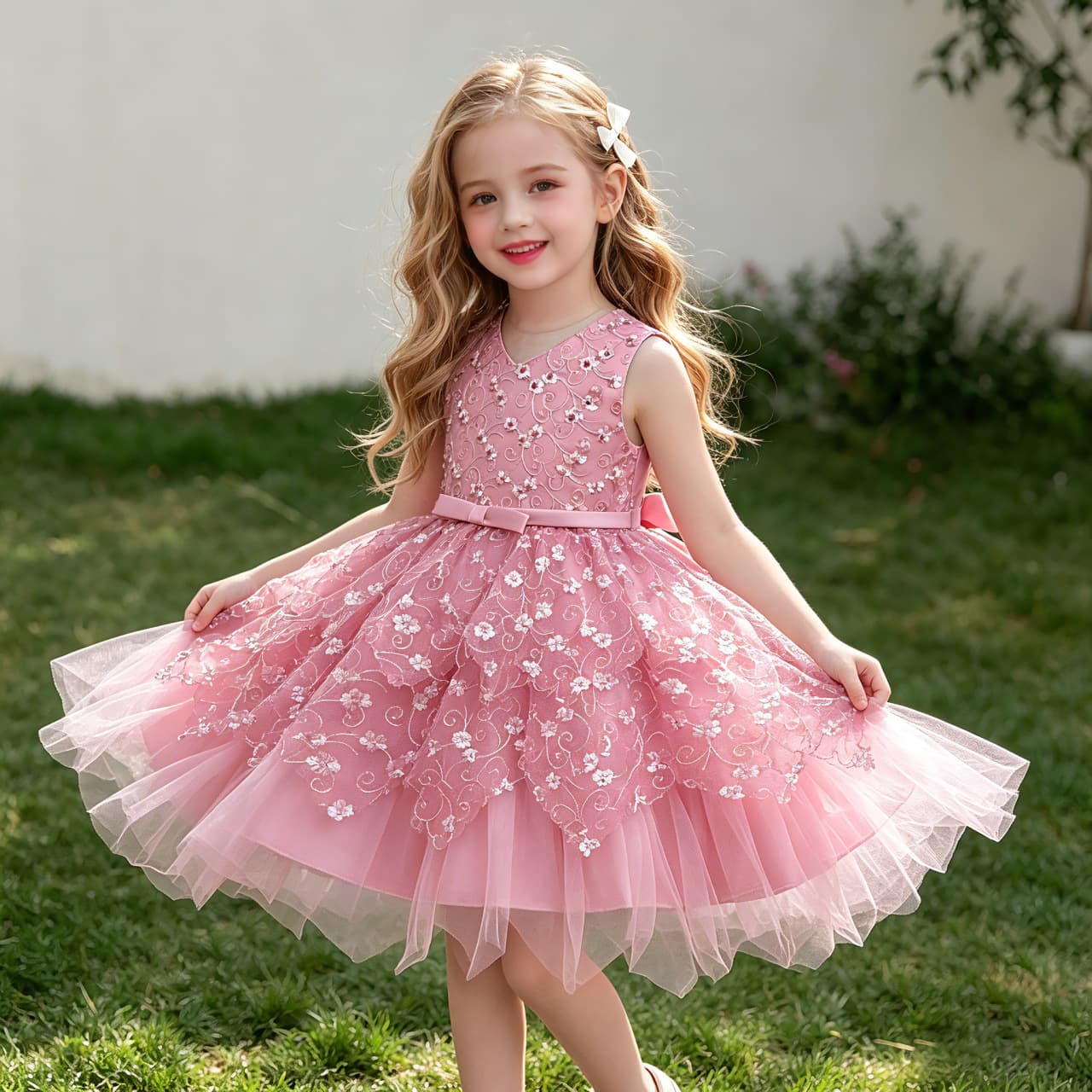 Princess Dress Children's Clothing Baby Girl Birthday Skirt Puffy Skirt Toddler Nursery School Uniform Dress Lace Element