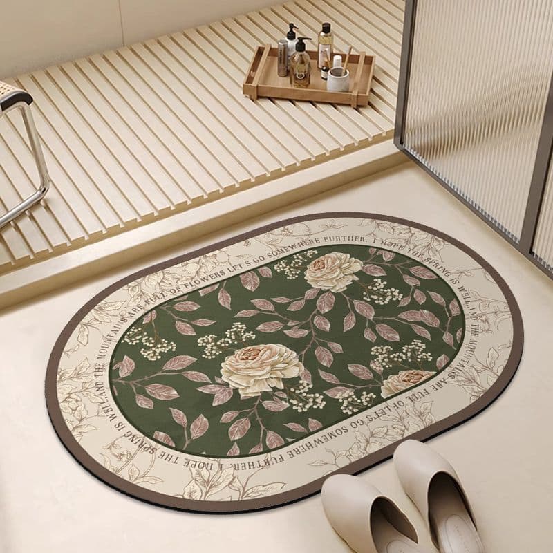 Diatomite Mat, American Retro Bathroom Carpet, Absorbent Anti-slip Pad, Thick Soft Doormat for Toilet and Bathroom Entrances