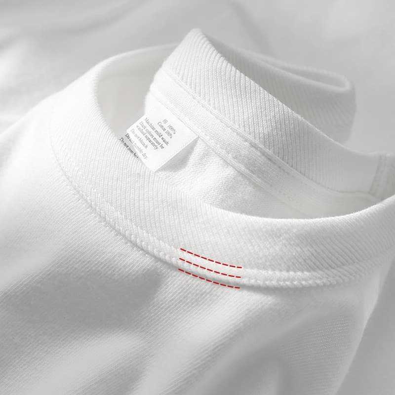 300g Three-Needle Xinjiang Pure Cotton Heavyweight Non-Shrink Black and White Pure Cotton T-Shirt for Women, Brushed Breathable Short Sleeve for Men