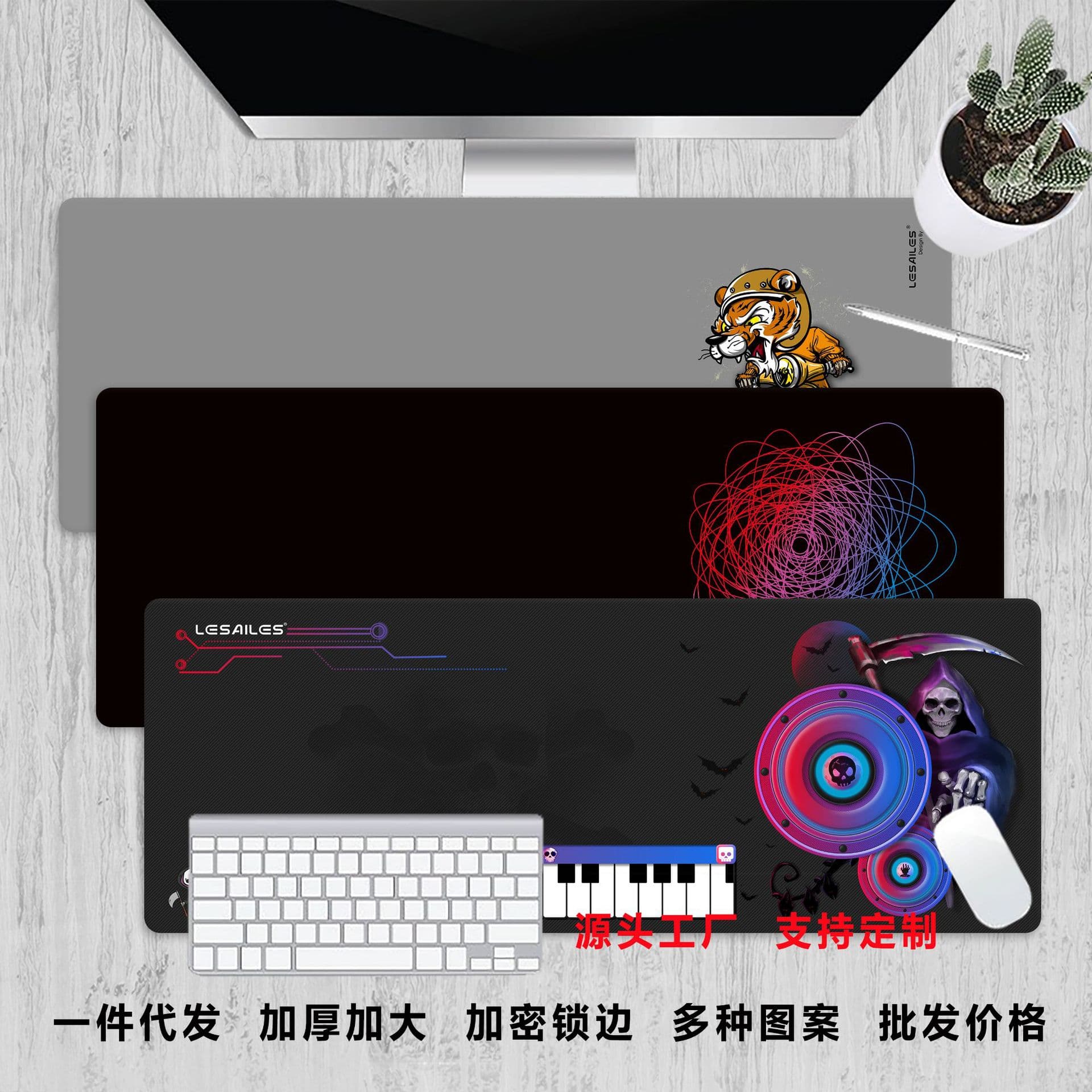 Flying Escape Shortcut Key Mouse Pad Thickened Edge Stitching Internet Cafe Extra Large Gaming Cartoon Office Desk Pad Keyboard Pad Chinese Style