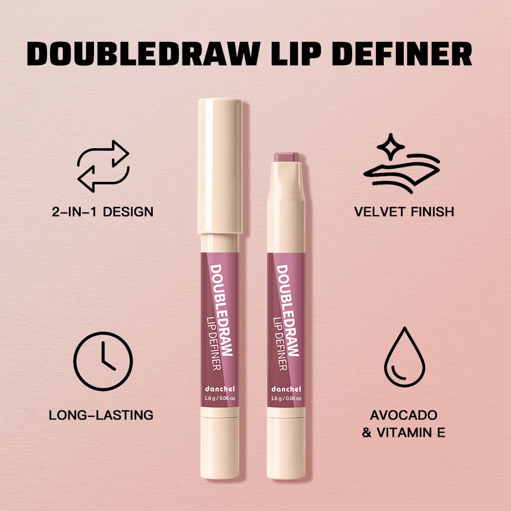 Cross-border Danchel 2-in-1 Lip Liner and Lip Gloss Pen Fill One Stroke Outline Soft Focus Color Moisturizing Lip Liner Pen
