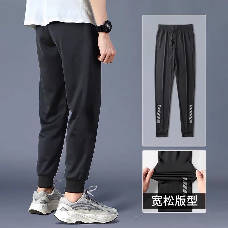 Breathable Summer Casual Pants for Men, Loose Air Conditioning Pants, Large Size, Stretch Nine-Tenths Length Sports Pants
