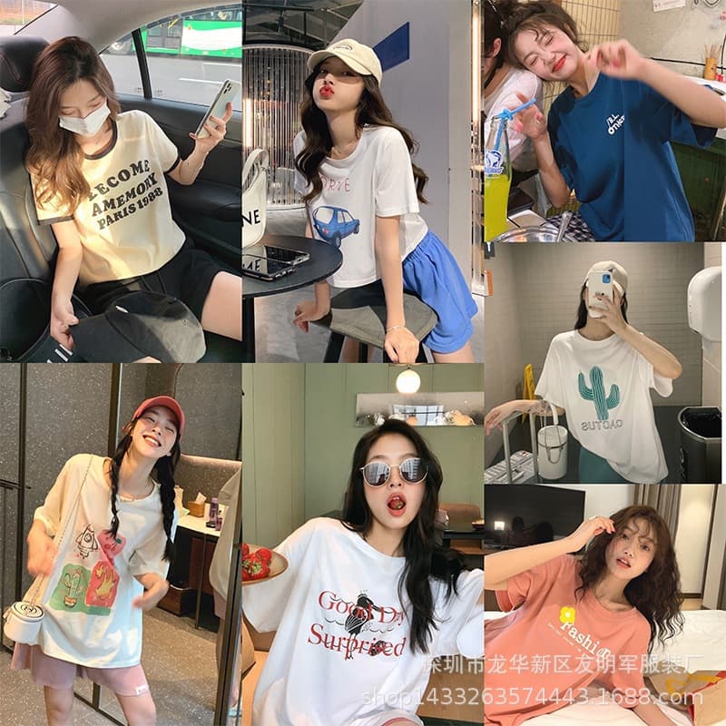 Summer Short Sleeve T-Shirt Women Wholesale Women's Clothing Rural Night Market Stall Source 9.9 Free Shipping Drop Shipping Women's Clothing