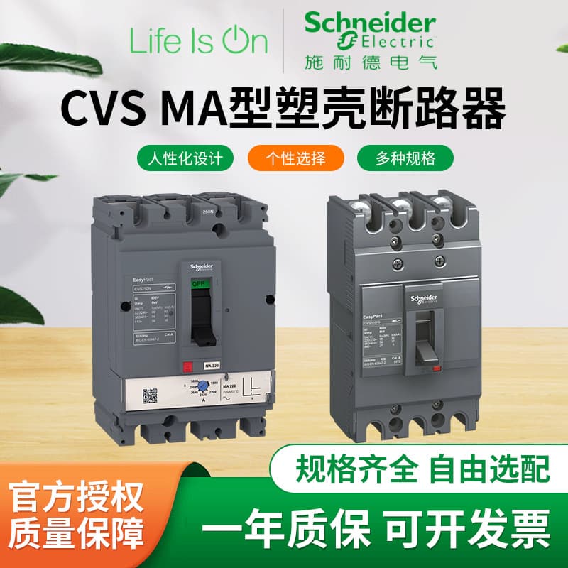 Jiarongsheng Electric Spot Wholesale CVS MA Motor 3P Distribution Protection Plastic-Cased Circuit Breaker, Direct from Factory