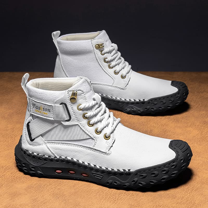 White Martin Boots Men's High-Top Autumn Winter Premium Cool Casual Versatile Soft Sole Boots Men's Large Size 47-48