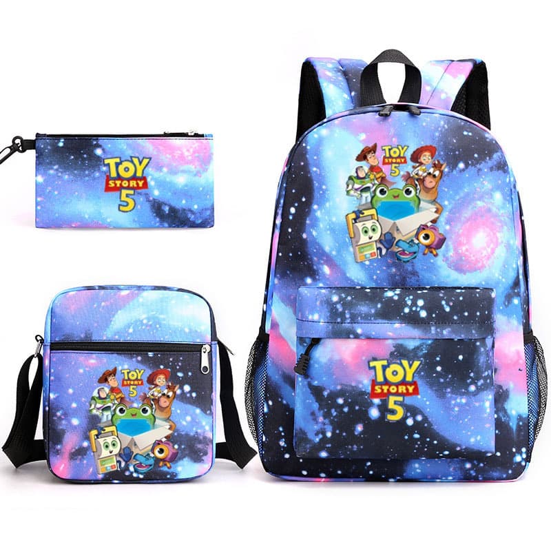 New Toy Story 5 Backpack Set for Primary and Secondary School Students, Lunch Bag, Pencil Case, 3-Piece Set