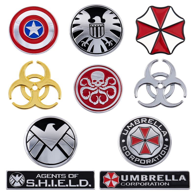 Resident Evil Umbrella Corporation Metal Car Emblem Sticker, Personalized Umbrella Car Body Sticker, Rear Trunk Badge