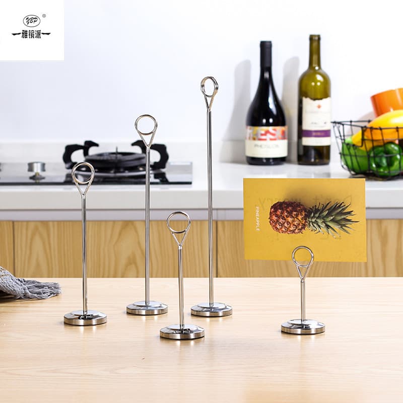 Stainless steel table number plate wedding table card restaurant table card holder buffet price plate dish card clip table number plate