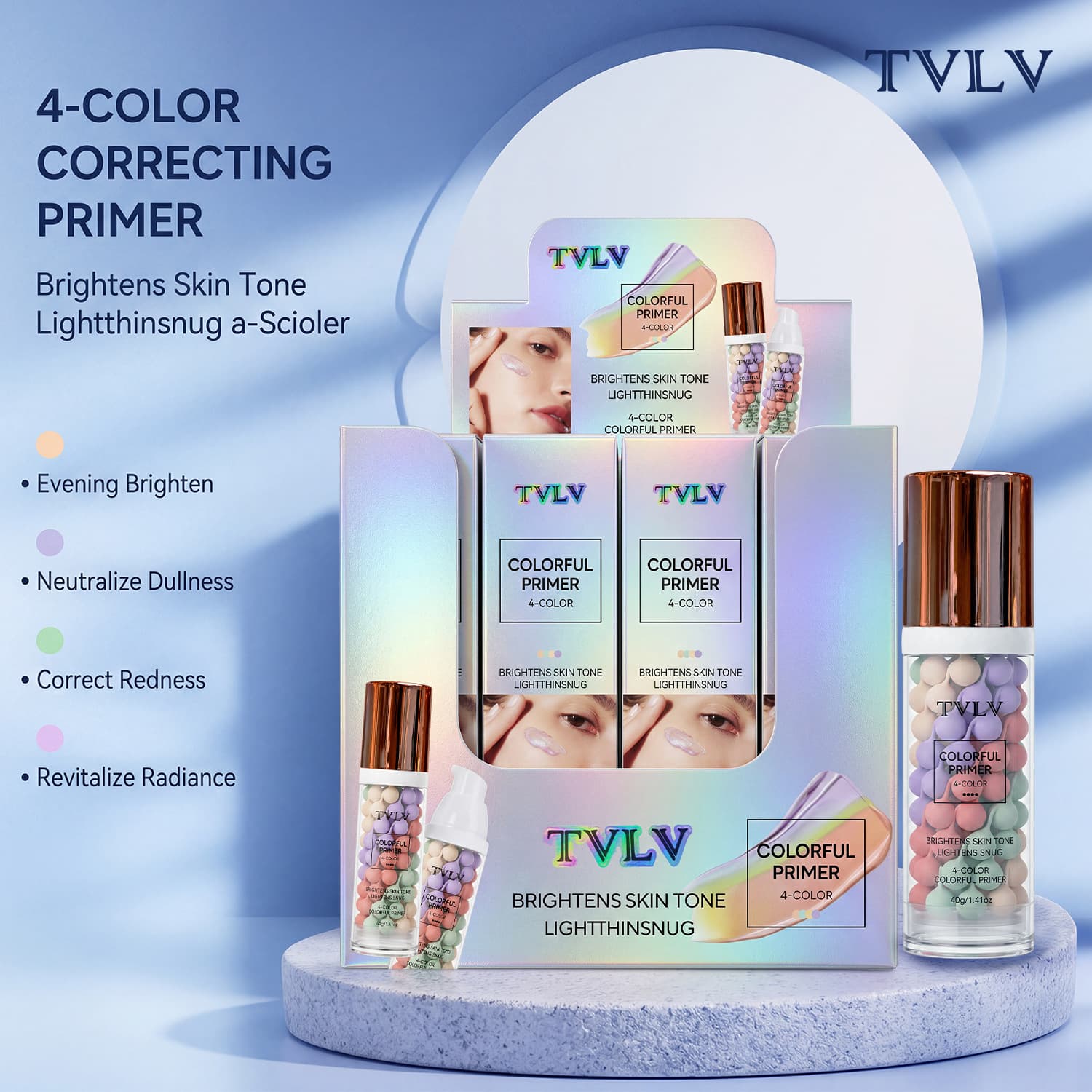 Cross-border TVLV Colorful Makeup Primer Isolation Cream Lightweight Moisturizing Skin-Refining Natural Nude Makeup Multi-Color Hydrating Clear Natural