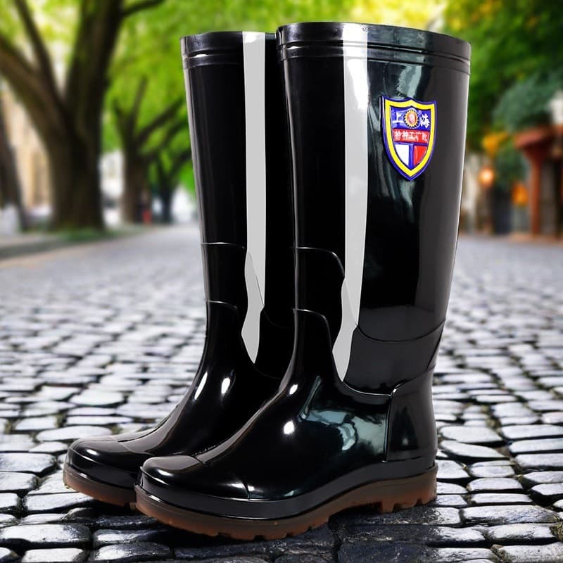Durable High-Cuff Rain Boots, Warm Slip-Resistant Labor Protection Water Boots, Long High-Waist Boots for Men